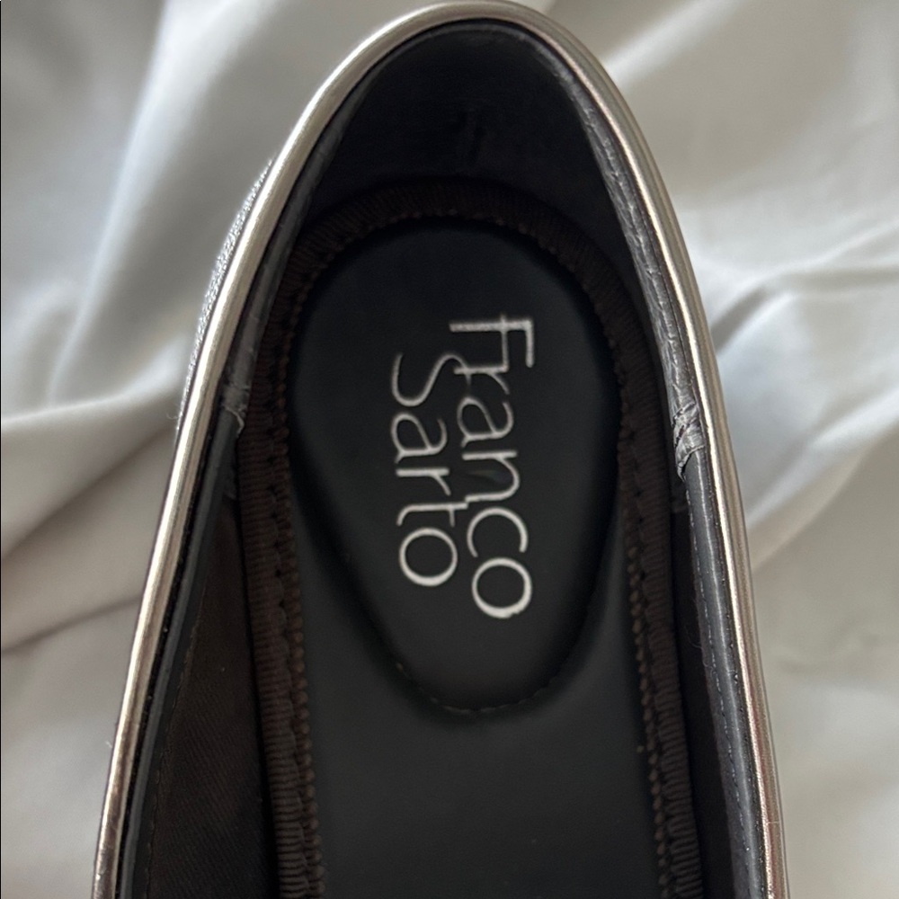 Franco Sarto Metallic Mesh Silver Loafers - Picture 2 of 10